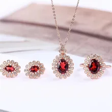fashionable oval 925 sterling silver natural red garnet earring necklace pendant ring jewelry set for wedding engagement fashionable oval 925 sterling silver natural red garnet earring necklace pendant ring jewelry set for wedding engagement