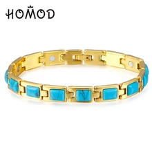 HOMOD Magnetic Health Bracelet Square Stone For Women Grandma Anti-Fatigue Radiation Protection Healthy Bracelet health protection