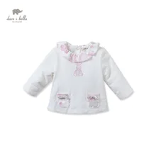 DB2750-1 dave bella autumn baby pajamas top girl sleepwear baby padded sleep top winter padded pajamas babi sleepwear