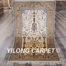 YILONG 3'x5' ручной работы Восточный желтый шелковый ковер изысканный сад персидский ковер(YHW332B3x5