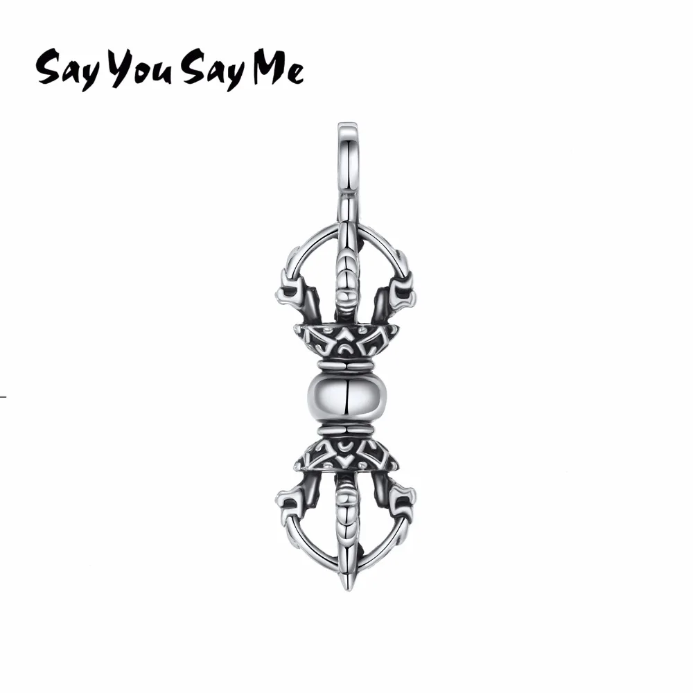 

925 Sterling Silver Vajra Pendant Necklace Wholesale Bless Peace Avoid Evil Pendant Fashion Gifts Say You Say Me