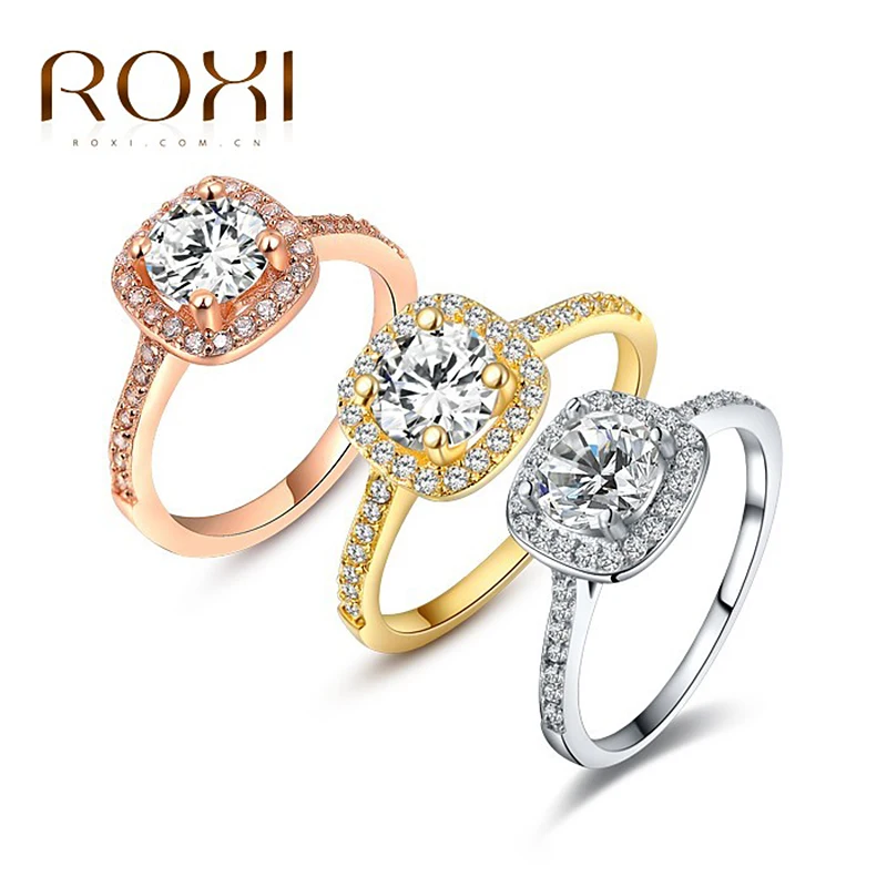 ROXI Brand New Fashion Rings Platinum/ Rose Gold Plated AAA Zirconia Environmental Rhinestone Women Jewelry Ring Size 5 6 7 8 9