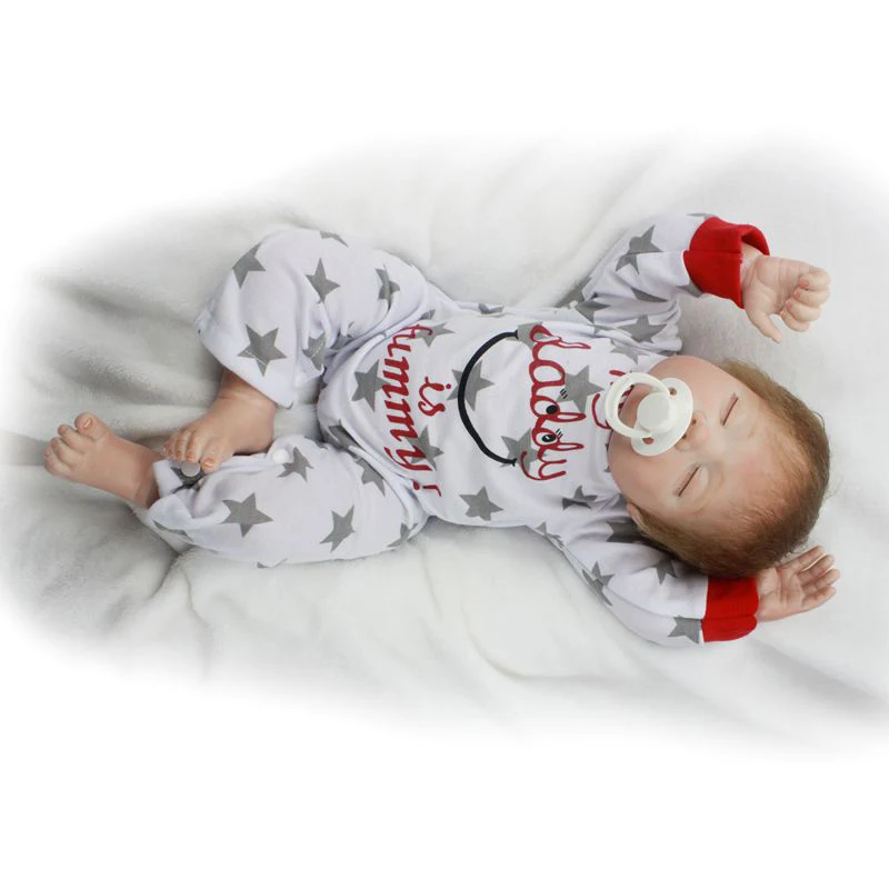 22 дюйм(ов) 55 см американский мальчик полное тело младенца силикона Reborn Bebe кукла для кормления новорожденных детские игрушки модель подарок