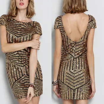 

women evening Sequined summer dresses casual banquet rockabilly sexy club party bohemian body con dress plus size maxi golden