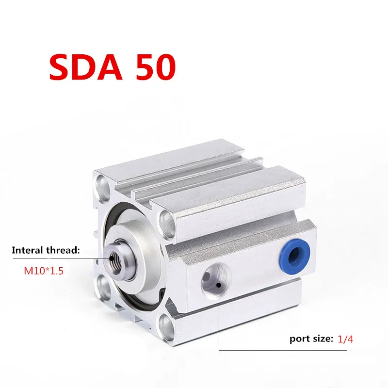 

Free shipping SDA50 series 5mm to 100mm Standard Thin cylinder Aluminum Alloy Shell Compact Pneumatic Cylinder