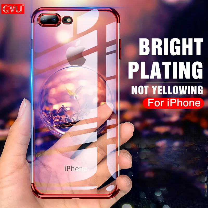 

Ultra-thin Soft Case On The For iphone 6 6S 7 8 Plus Phone Cases Plated Clear Silicon Cover For iPhone X XS MAX XR Case Shell