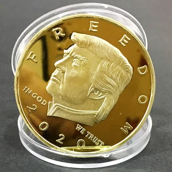 

2020 New Style Donald Trump Coin Gold Plated 40x3mm Commemorative Coin