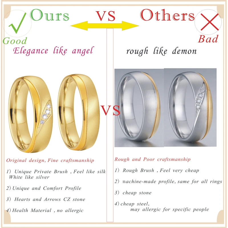 Gold color Promise Alliances Men's Ring Women's Ring fashion jewelry Wedding Band Couple Rings pair set anel anillos bijoux (6)