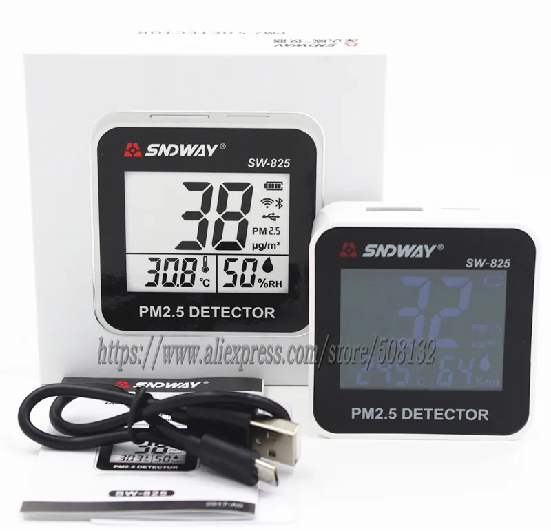 SNDWAY SW-825 цифровой PM2.5 детектор и температура и влажность мини портативный измеритель качества воздуха