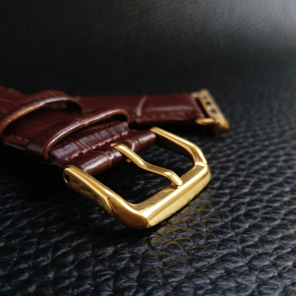 Brown with Gold Ремешок LIOSEN из натуральной кожи для часов Apple Watch серии 1 2 3 Ремешки для наручных часов черный коричневый ремешок 38 мм 42 мм - Цвет ремешка: Brown with Gold