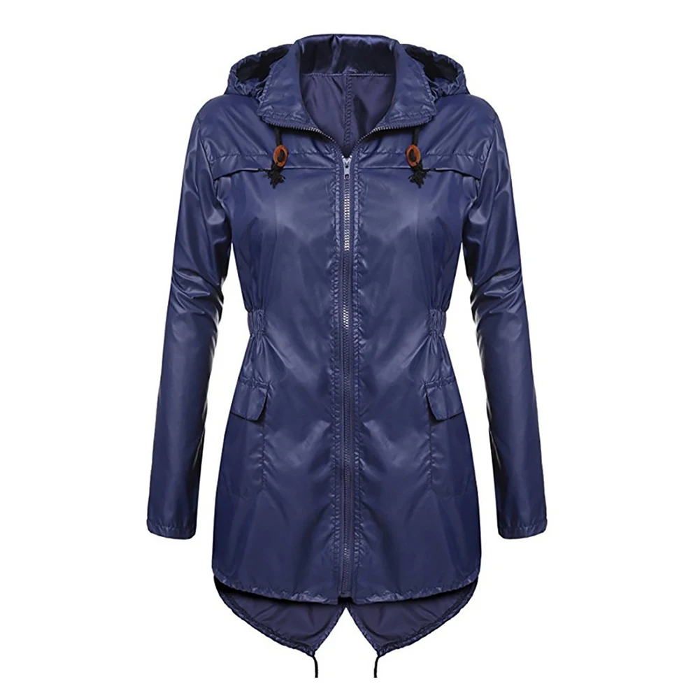 بلون النساء مقنعين المعطف الطويل يندبروف ماء في الهواء الطلق المطر سترة 2018 بلون النساء مقنعين المعطف الطويل يندبروف ماء في الهواء الطلق المطر سترة 2018