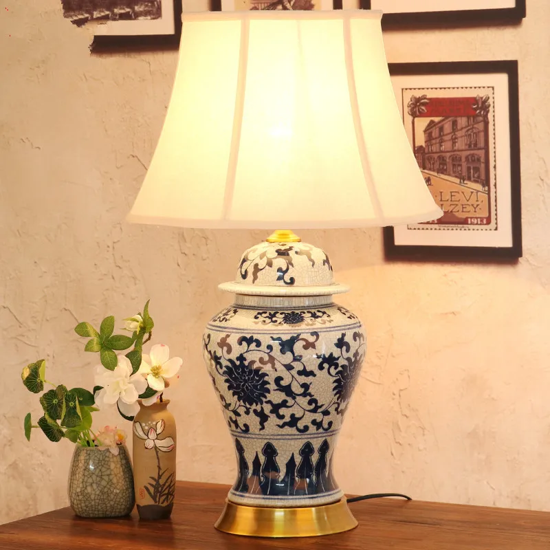 Art Chinese porcelain ceramic table lamp bedroom living room wedding table lamp Jingdezhen ceramic table lamps for living room
