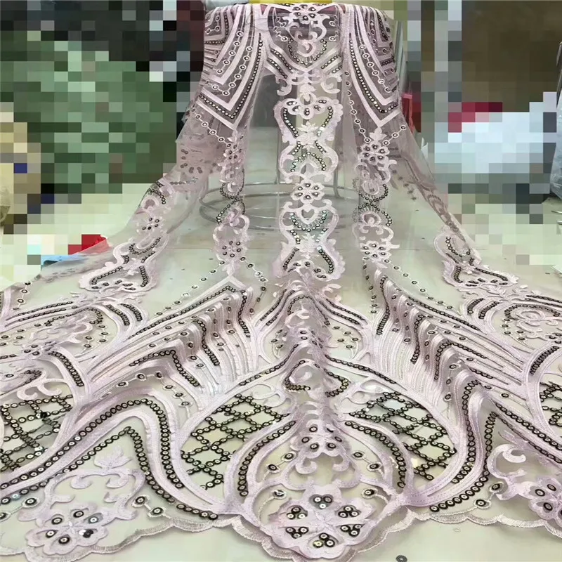 

Nigerian Lace fabric African mesh/tulle/net embroidered high quality French lace fabric sale Swiss voile dress dp-2358