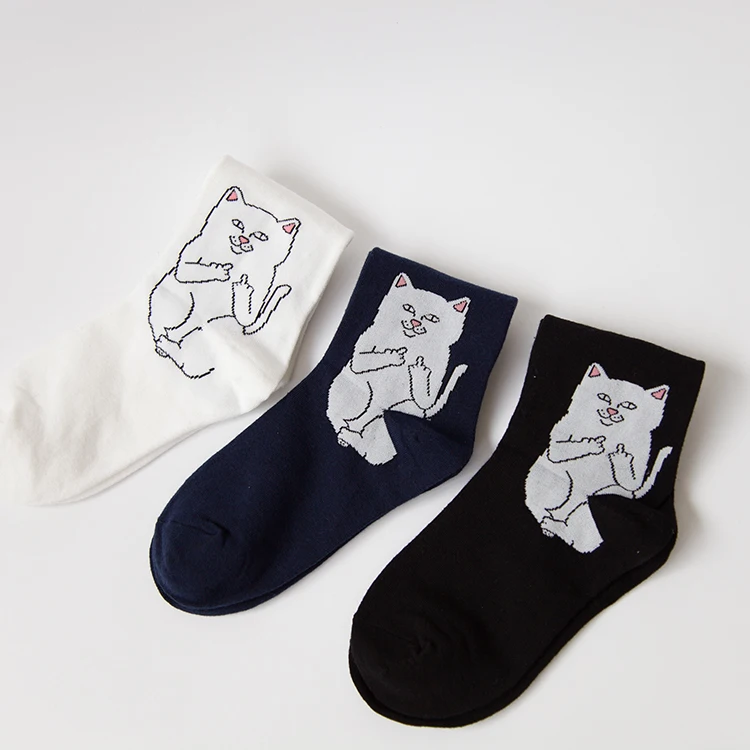 Harajuku/Новое поступление, повседневные хлопковые мужские носки в стиле хип-хоп с рисунком кота креативные забавные носки с инопланетянами носки для скейтборда для мужчин 40-43
