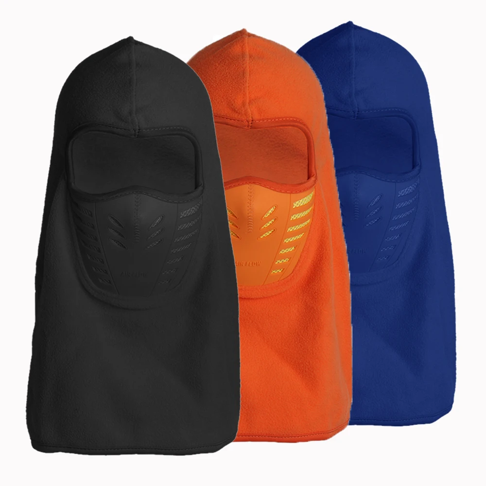

Black Thermal Fleece Balaclava Hat Hooded Neck Warmer Winter Sports Face Mask for Men Ski Bike Motorcycle Helmet Masked Cap