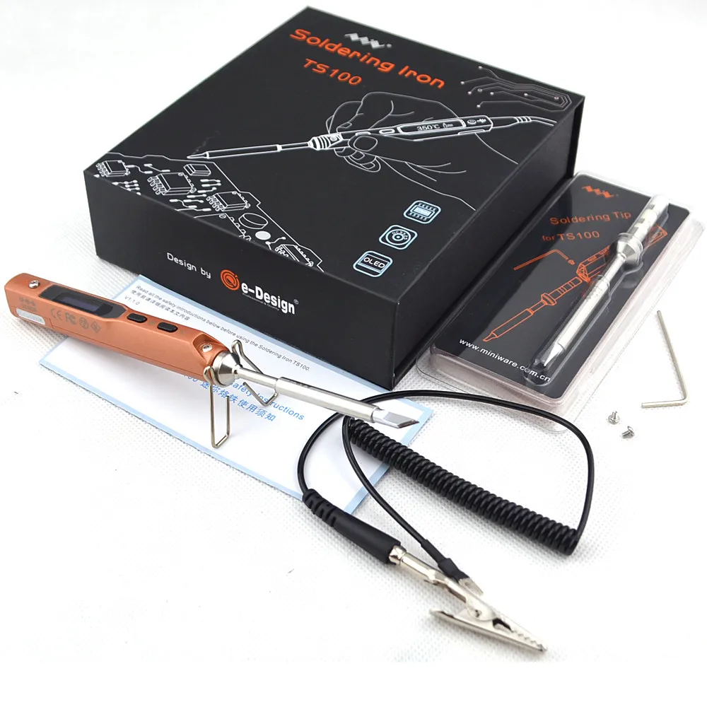 TS100 Portable MINI Programmable Digital LCD Display Electric Soldering Iron+ Soldering Iron Tip+ 12V DC Power Adapter