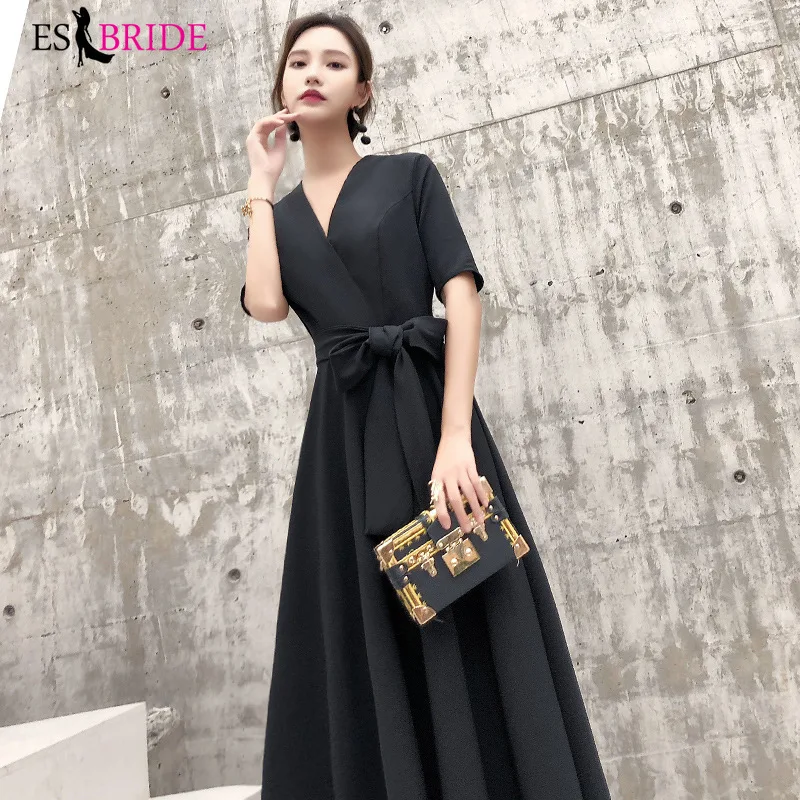 Black Evening Dresses Long Formal Elegant prom dresses Plus Size Lace Appliques Wedding Guest Dress Party Gown Vestidos ES1205 Black Evening Dresses Long Formal Elegant prom dresses Plus Size Lace Appliques Wedding Guest Dress Party Gown Vestidos ES1205