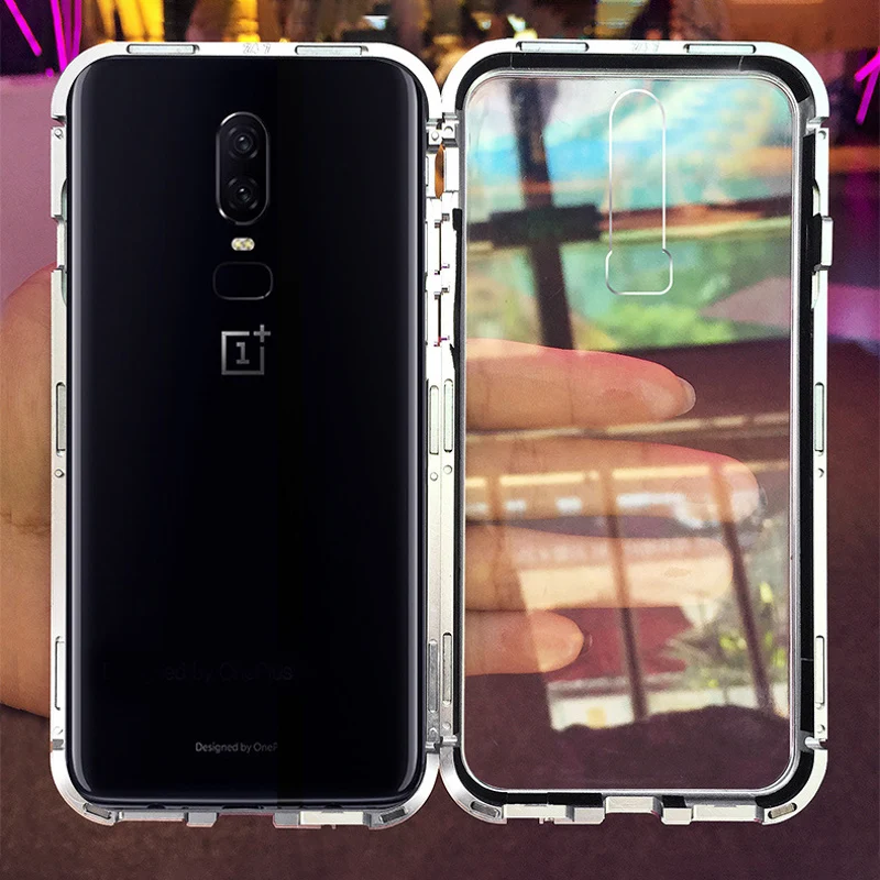 Металлический магнитный чехол для OnePlus 7 7T Pro 6T 6 5T чехол s Закаленное стекло задняя Магнитная Крышка для One Plus 7 7T Pro 6T 6 5T бампер