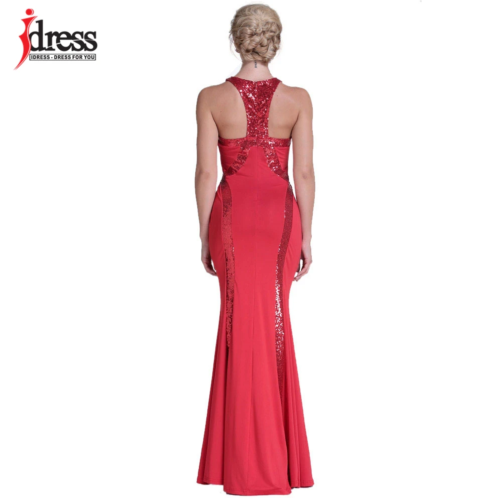 IDress Red Blue Black Women Summer Vestido De Festa Longo Sequin Formal Dresses Evening Gown Robe De Soiree Long Party Dresses (4)