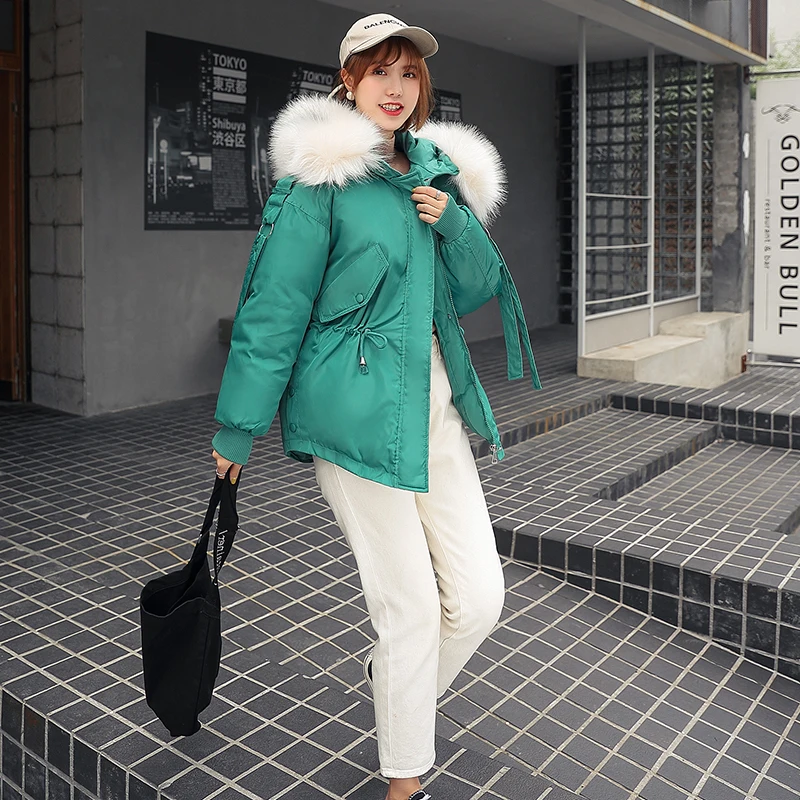 Ly Varey Lin женская зимняя короткая куртка с хлопковой подкладкой, парки с капюшоном, теплый меховой воротник, милая Женская Повседневная зимняя верхняя одежда