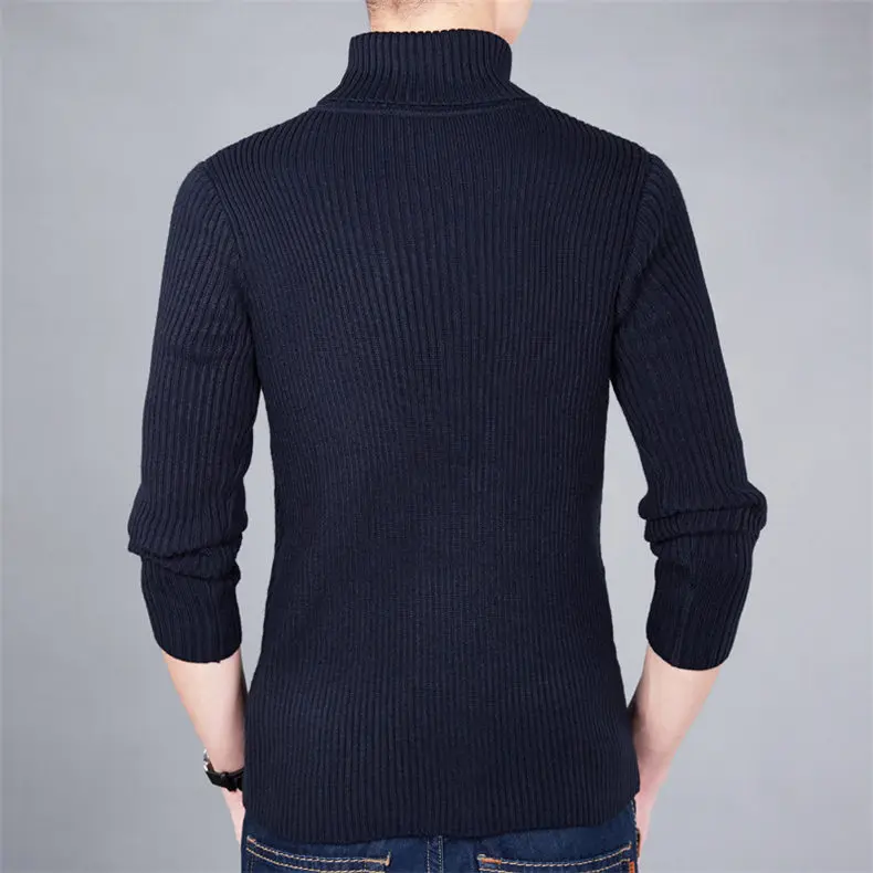Heavy-Knit Sweater Men Pullover Thick Warm Turtleneck Sweater Thermal Underwear Wool Male Knitwear High Neck Plus size 4XL Brand 04
