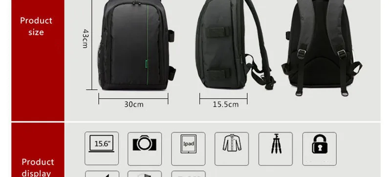 Модернизированный рюкзак для фототехники компактный нейлоновый чехол для фотокамеры Противоугонный водонепроницаемый для DSLR камеры для Canon для Nikon для sony