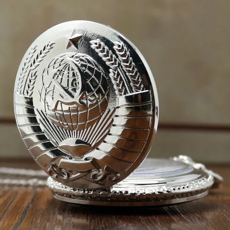 Retro Russia Soviet Union Russian Flag Hammer & Sickle Pocket Watch Hook Design Fashion Casual Necklace Chain Gift for Men Women 2017 Gifts (35)