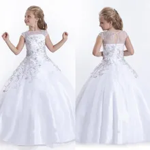 ВЫСОЧАЙШЕЕ красивое платье для девочек Vestidos De Comunion вечерние платья Украшенные бисером атласная Страна Свадьба невесты