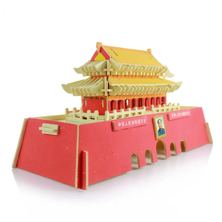 Ручной работы деревянные головоломки Развивающие игрушки для детей Diy 3d игрушка Китай Ветер Пекин Тяньаньмэнь