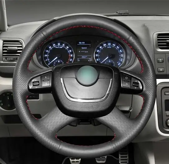 Puou черный искусственный кожаный чехол рулевого колеса автомобиля для Skoda Octavia a5 a 5 Superb 2012 2013 Fabia 2010- Free sh