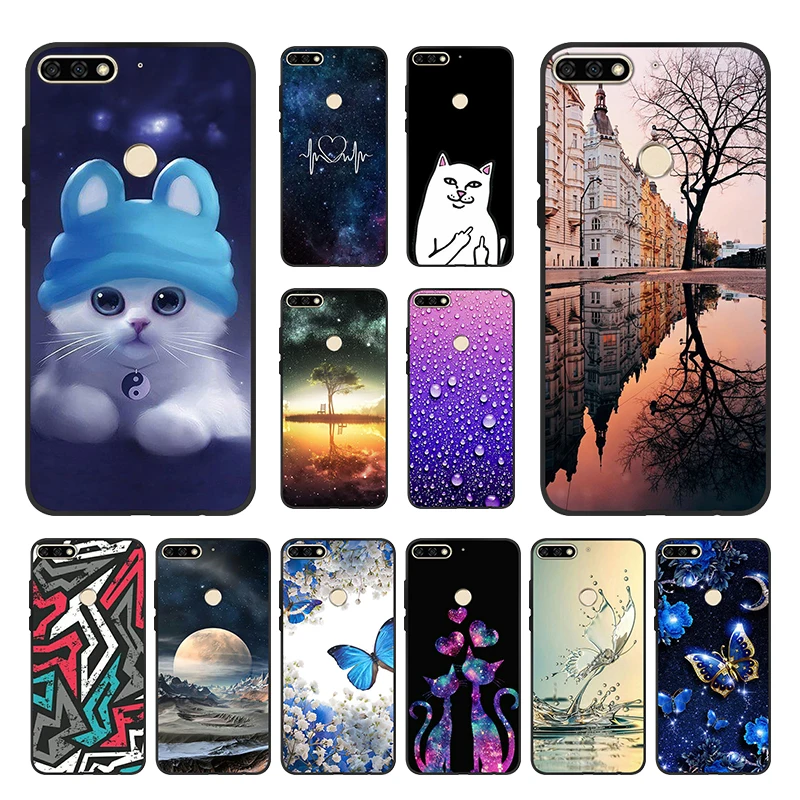 

Black Silicone Honor 7A pro Cases AUM-L29 Phone Case Back Soft TPU Honor 7A DUA-L22 Case Cover Bumper on Huawei Honor 7A pro