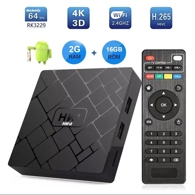  NewHk1 Mini Smart Tv Box Android 9.0 2Gb+16Gb Rk3229 Quad-Core Wifi 2.4G 4K 3D Hk1Mini Google Netfl