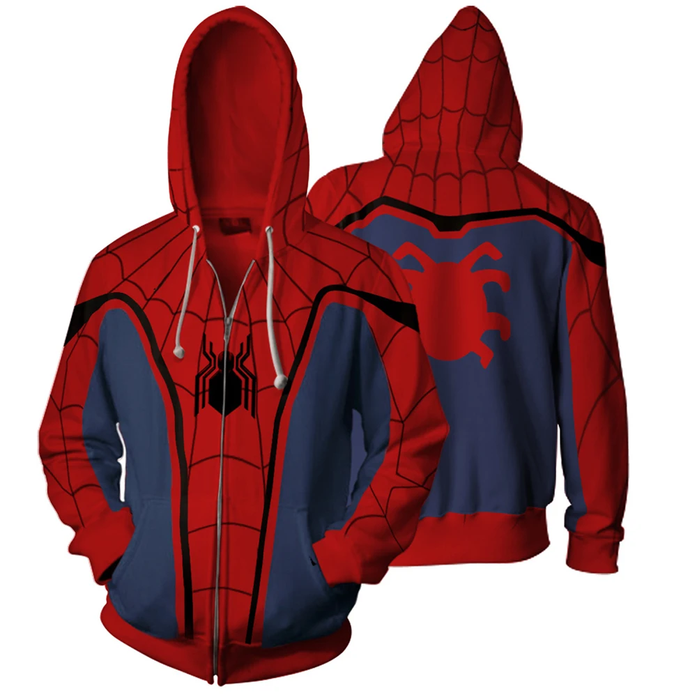 Autumn Homecoming Scarlet Spider Zip Up Hoodie Man Hoodies Sweatshirts Homecoming Spider Superhero Cosplay Hooded Zipper jacket Autumn Homecoming Scarlet Spider Zip Up Hoodie Man Hoodies Sweatshirts Homecoming Spider Superhero Cosplay Hooded Zipper jacket