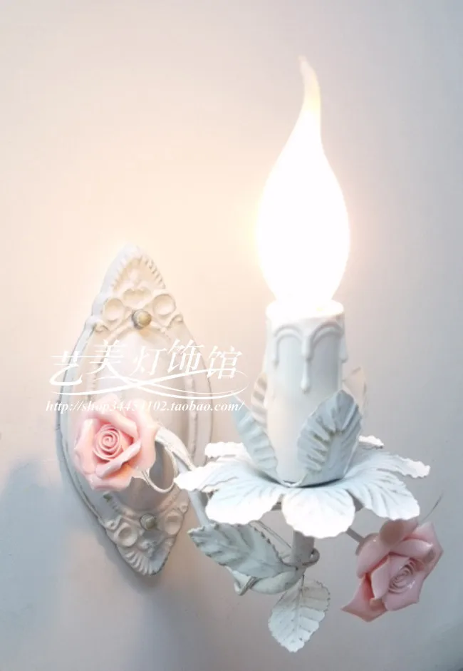 

Modern Hot Sell Candle Rustic Lamp Princess ceramic Rose Flowers Wall Lamp