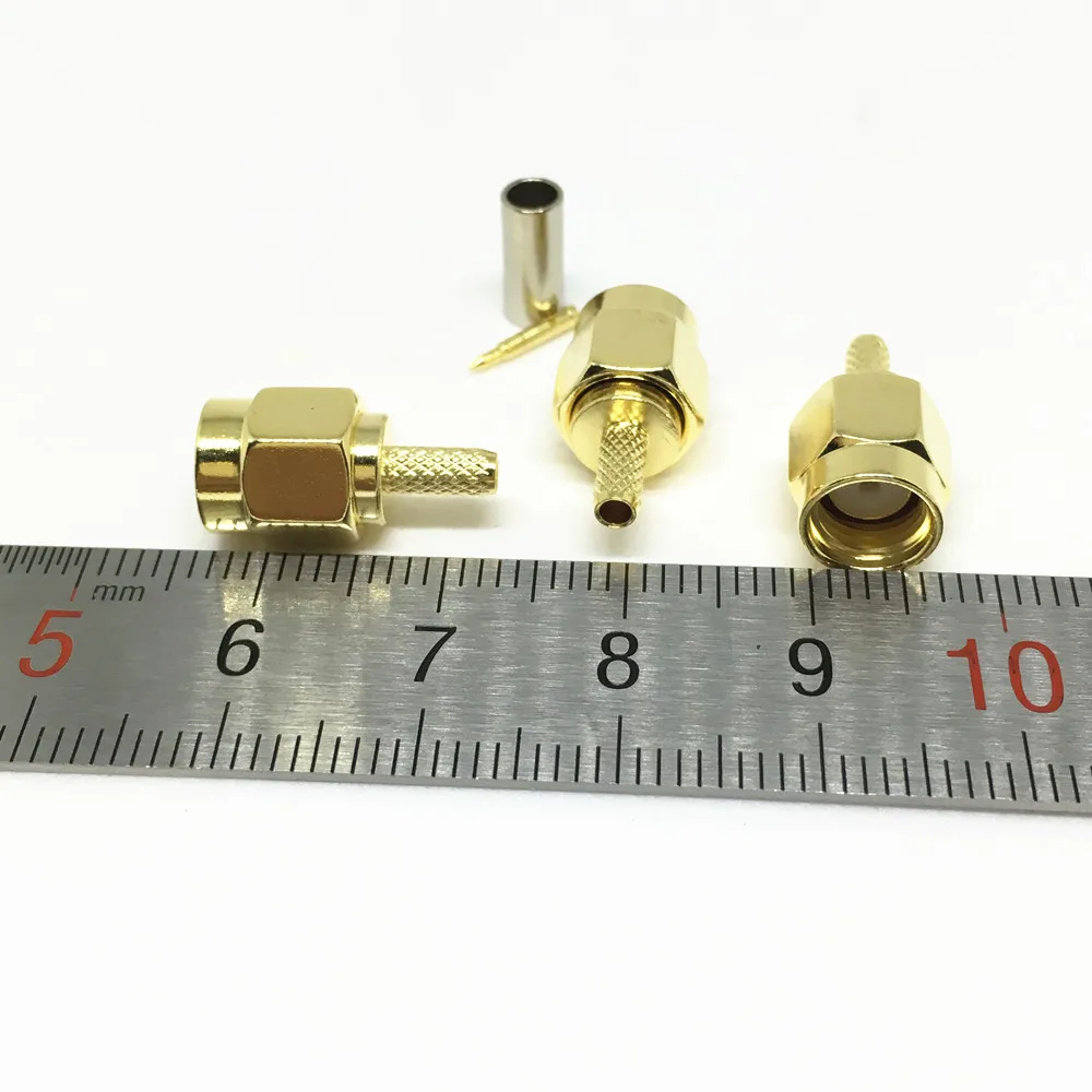 50 шт. Латунь SMA штекер Jack RF обжимной для LMR100 RG316 RG174 RG178 кабель прямой разъем