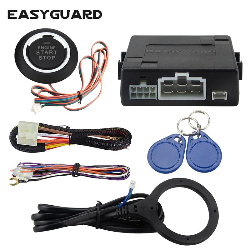

Quality RFID car alarm kit with Transponder immobilizer push start button remote engine start optional for automatic car only