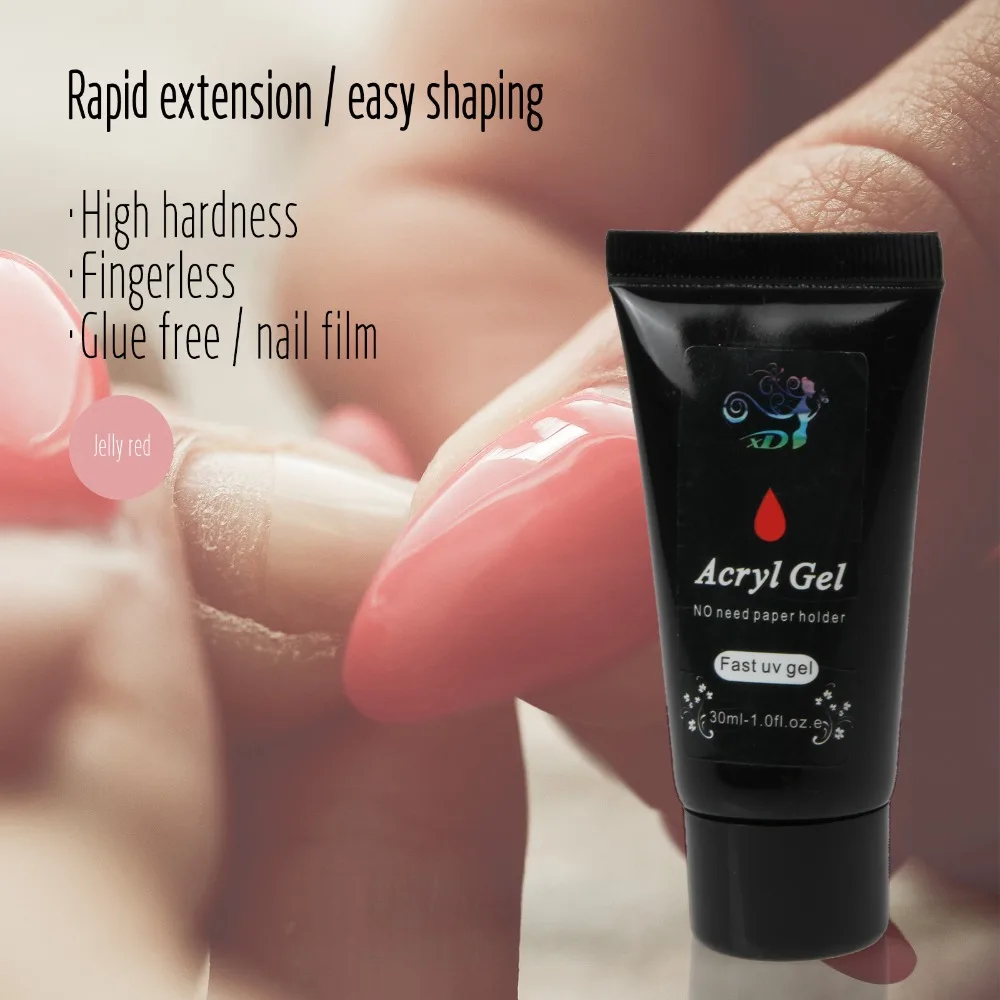 

30g Nail Acrylic Poly Gel Jelly red Crystal UV LED Builder Gel Tips Enhancement Slip Solution Quick Extension Gel