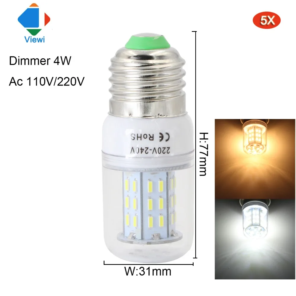 

Viewi 5X lampadas dimmer led bulb light E27 E14 B22 GU10 G9 super bright 4014 45 leds dimmable home lightings 4W 110v 220v bulbs