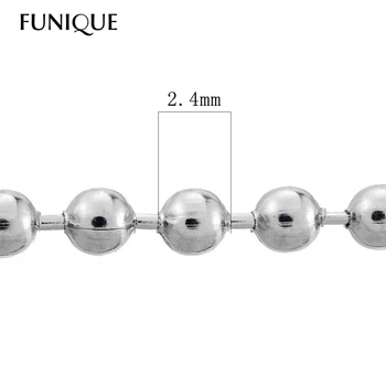 

FUNIQUE 10M Necklace Chains Jewelry Findings Ball Chain 2.4mm For Necklace Bracelet Wholesale DIY Jewelry Making Materials