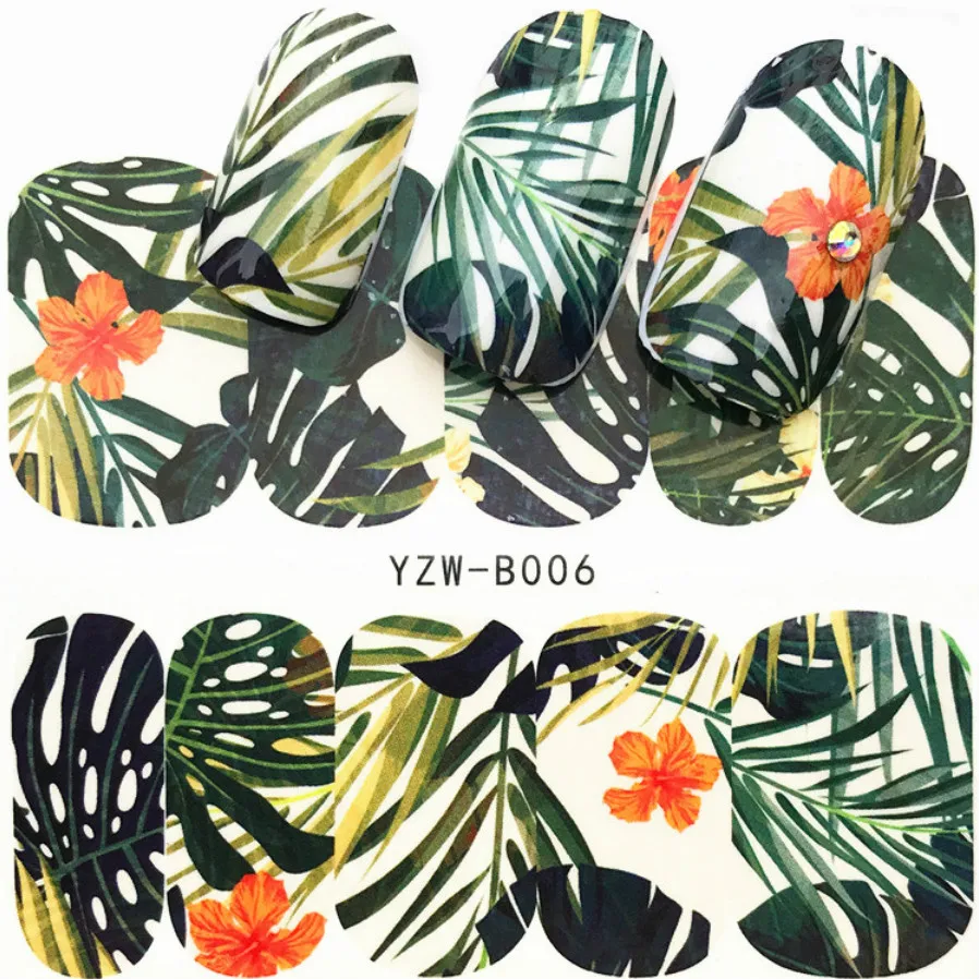 

LOLEDE 1Sheet Ins Style Green Nail Sticker Flower Decal Sliders for Nail Art Decoration Tattoo Manicure Wraps Tool 5555