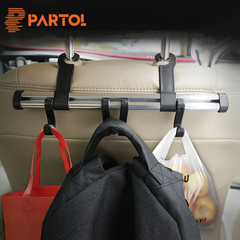 Partol Universal Dual Four Hooks In One Car Seat Back Hooks Auto