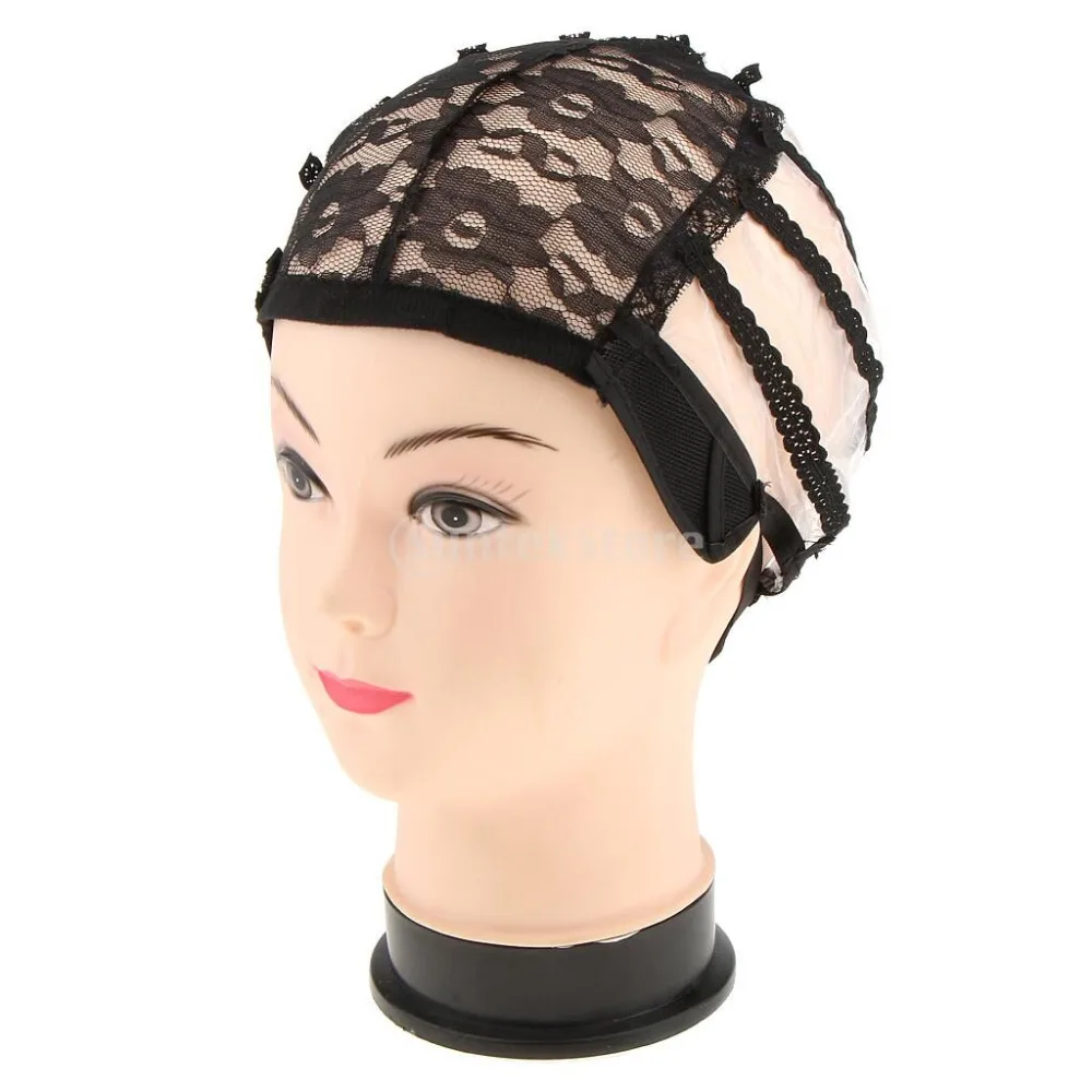 

New 1pcs Wig Cap Top Stretch Mesh Caps Weaving Cap Back Adjustable Strap Hair Net For Making Wigs Black
