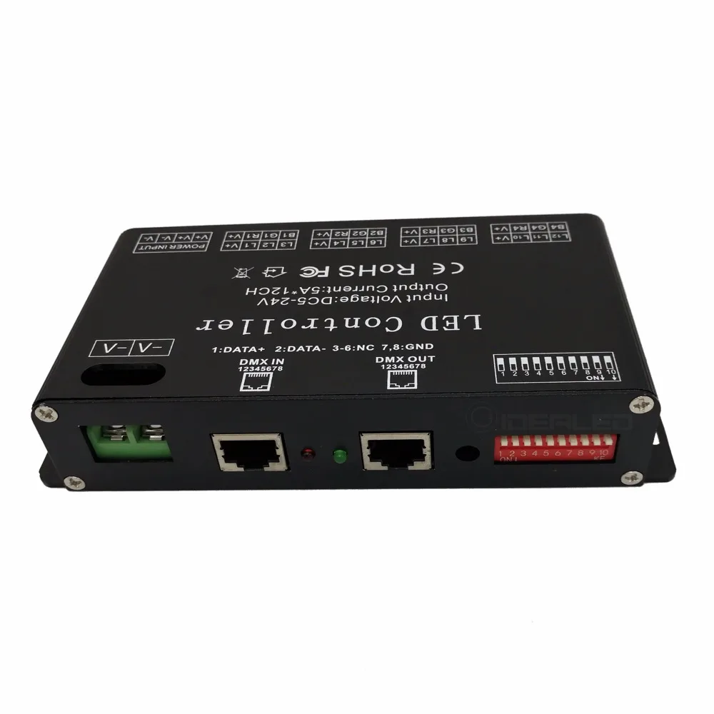12 каналов DMX декодер DC5V 24V LED RGB контроллер ленты 12CH DMX512 высокой мощности 60A диммер