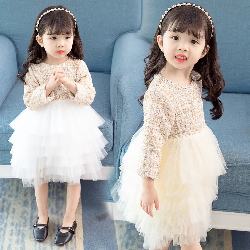 

Girls' Children's Wear Summer and Autumn Short Sleeve Long Sleeve Baby Child Puff Princess Dress Years Old Net Gauze Dress