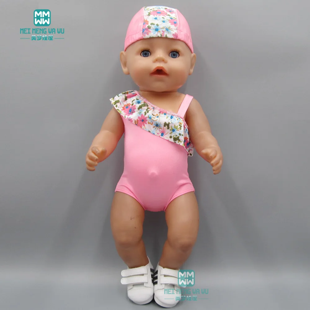 

Doll clothes for baby born doll accessories Pink lace swimsuit + hat toys for girls