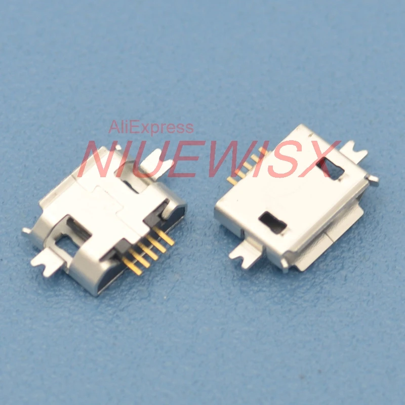 

100pcs Micro connector heavy plate 1.0 SMD 2 feet Mini usb connector 5P female Tablet charging seat Mobile phone charging socket