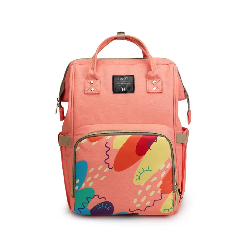 Graffiti Printing Retractable Handle Tablet Bag Inside Patch Pocket Landscape Pattern Insulation Mother Diaper Backpack06