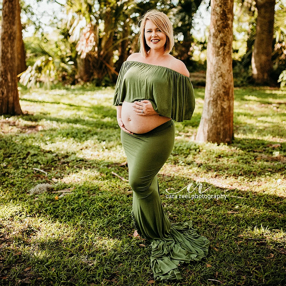 Fora do Ombro Vestido de Maternidade Fotografia para Sessão de Fotos do Vestido Colarinho Plissado Adereços Fotografia Gravidez Grávida Vestido Maxi d & j 10 High Quality Mamãe e Bebê