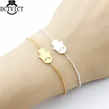 DCTVICT 10 шт./лот подвеска-Хамса браслет Турция сглаза CZ Фатима символ руки ручной работы ювелирные изделия из нержавеющей стали цепь