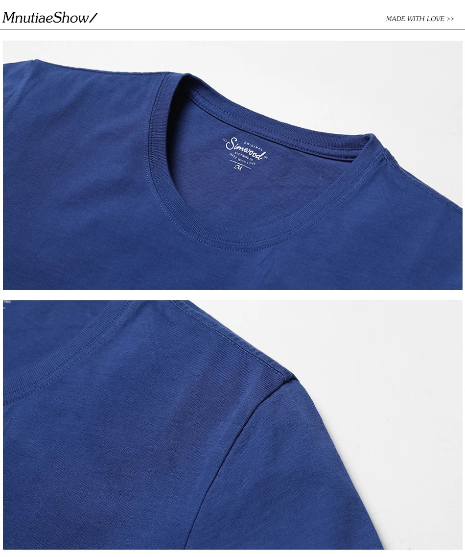 Новинка, Мужская футболка SIMWOOD, приталенная, одноцветная, для фитнеса, повседневные топы, хлопок, удобная, высокое качество, плюс размер, TD017101